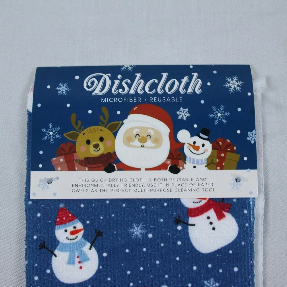 Christmas Snowman Dishcloth Microfiber Reusable Kitchen Towel Holiday‎ Decor